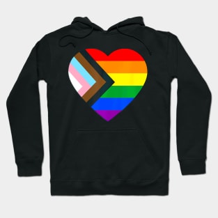 Progress Pride Flag  Heart LGBTQ+ Inclusion & Love Hoodie